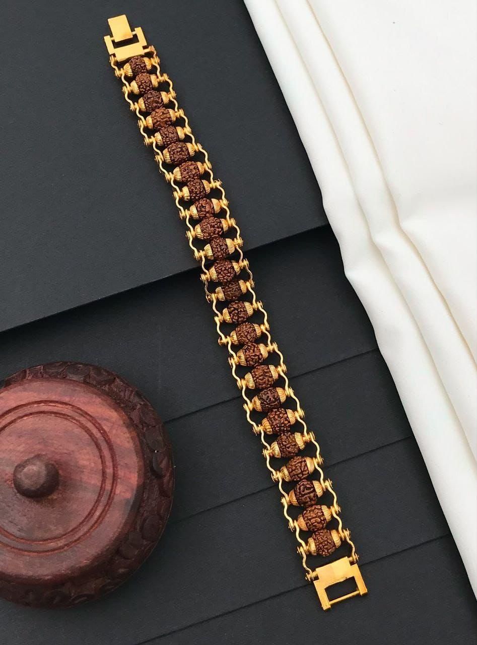 ⭐⭐⭐⭐⭐Gold Plated Modern Om Rudraksha Bracelet I 13000+ Buyers