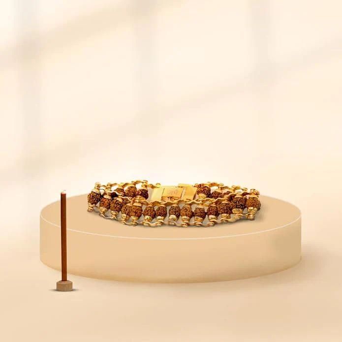 ⭐⭐⭐⭐⭐Gold Plated Modern Om Rudraksha Bracelet I 13000+ Buyers