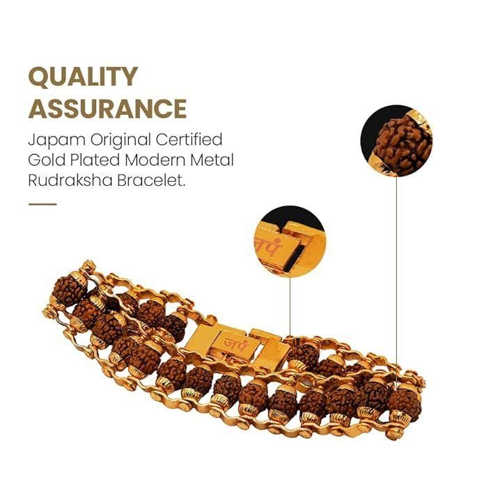 ⭐⭐⭐⭐⭐Gold Plated Modern Om Rudraksha Bracelet I 13000+ Buyers