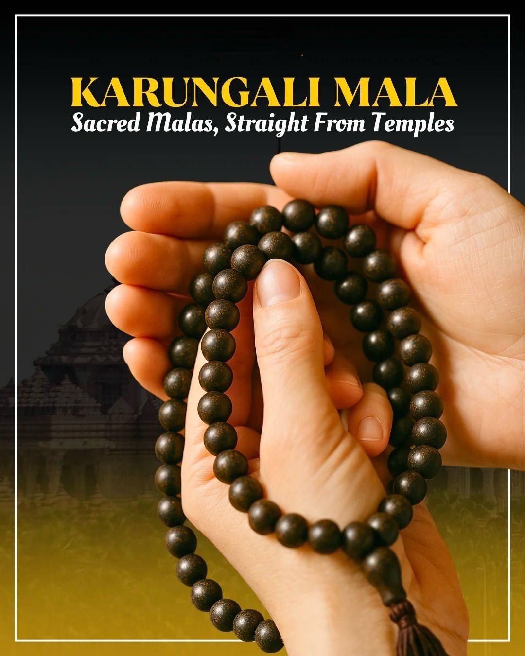 ⭐⭐⭐⭐⭐Original Karungali Malai 108-Beads Ebony Wood with Govt. Certified