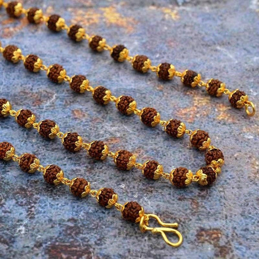 ⭐⭐⭐⭐⭐Gold Plated Eternal Grace Rudraksha Mala | Trusted By 12000+ Happy buyers