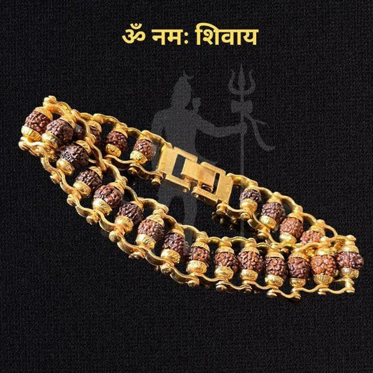 ⭐⭐⭐⭐⭐Gold Plated Modern Om Rudraksha Bracelet I 13000+ Buyers