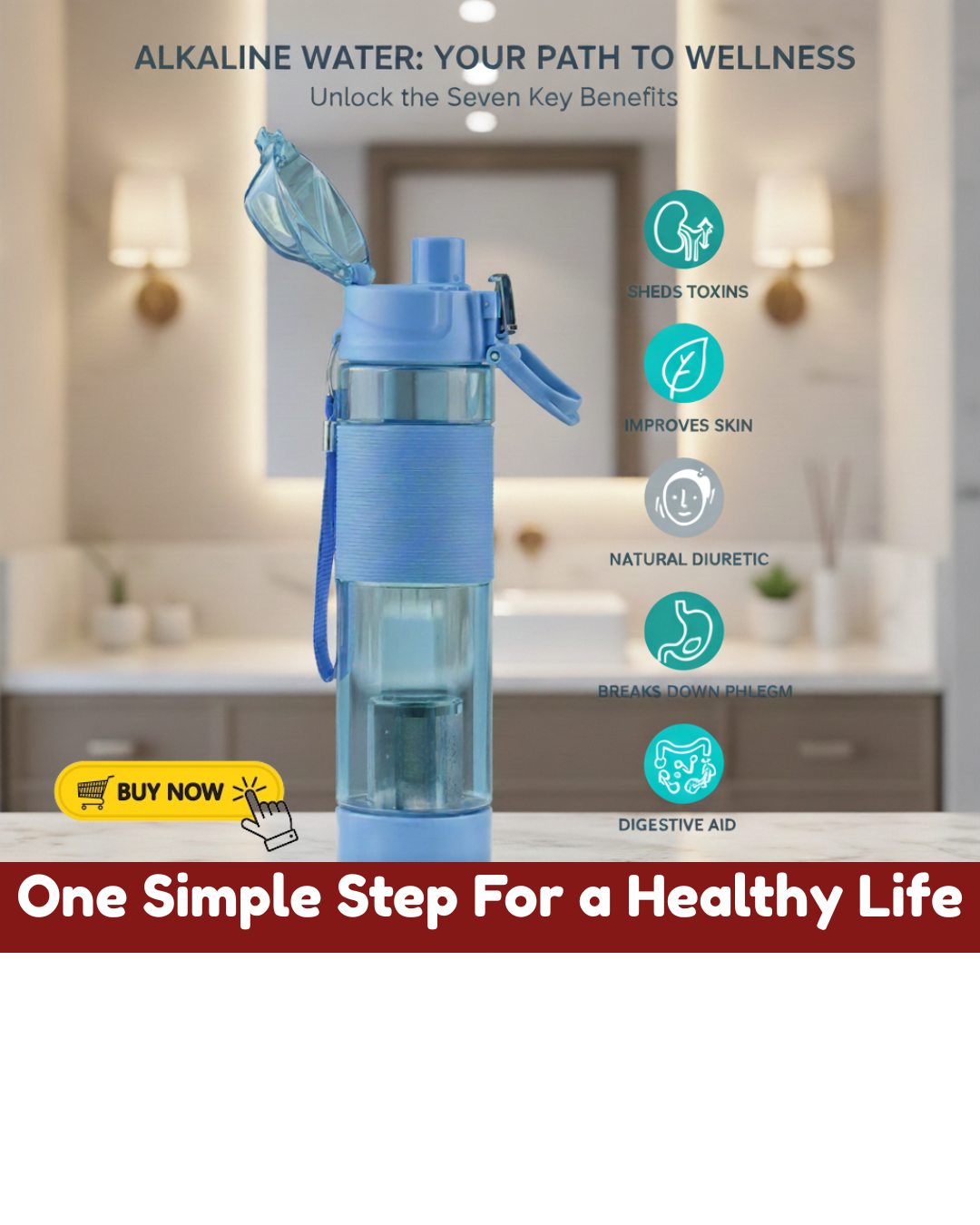 Mamore Premium Alkaline Water Bottle | Get Balanced pH Up to 9 | Get Negative ORP Water Instantly | BPA Free
