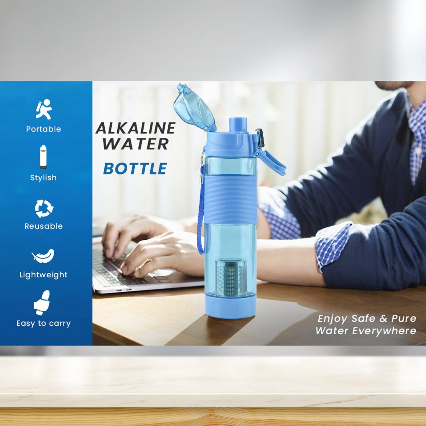 Mamore Premium Alkaline Water Bottle | Get Balanced pH Up to 9 | Get Negative ORP Water Instantly | BPA Free