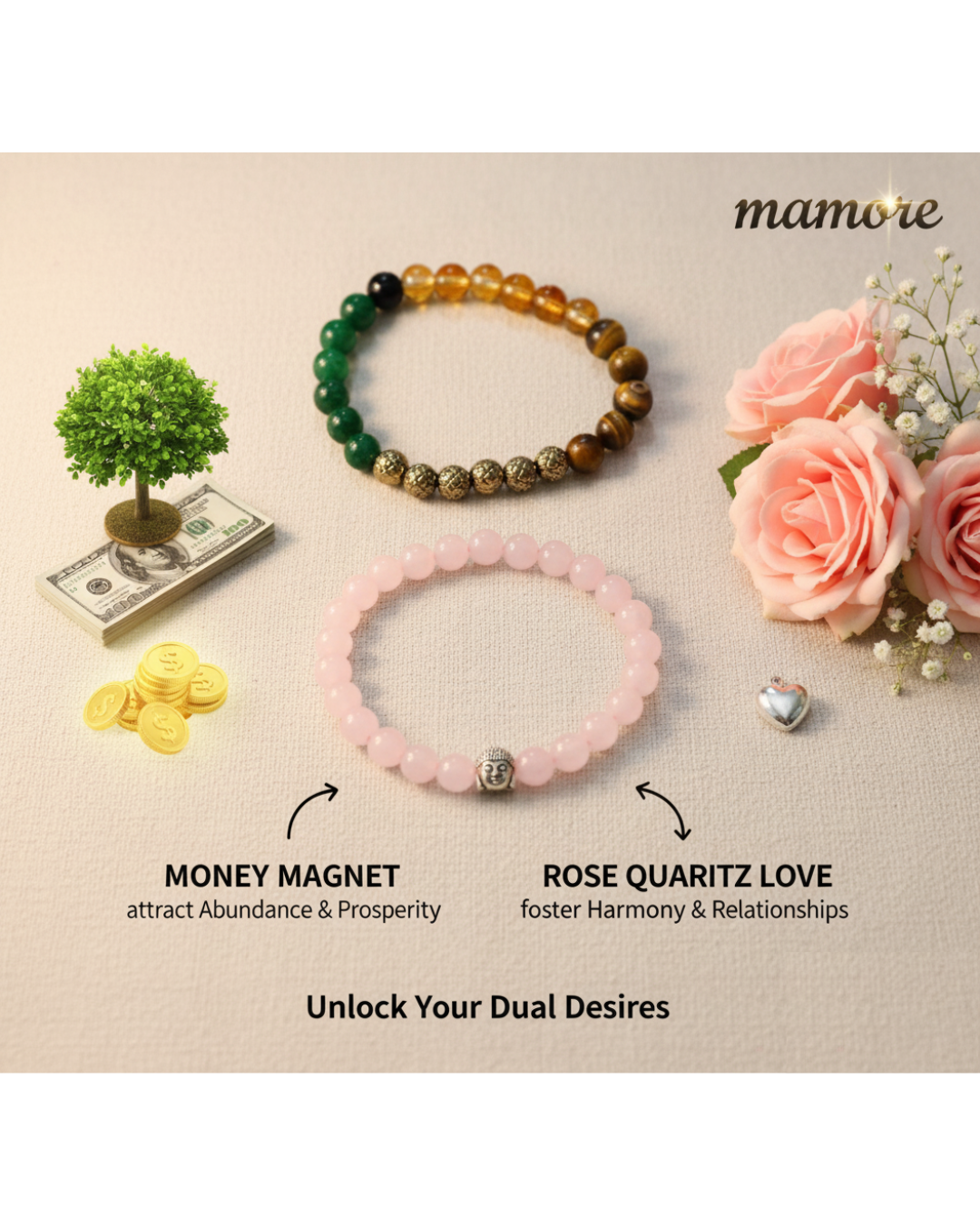 Money Magnet and Rose Quartz Love Combo: Attract Wealth & True Love |4.9star 4.9⭐⭐⭐⭐⭐ Rated!! Trusted By 10k+ Devotee