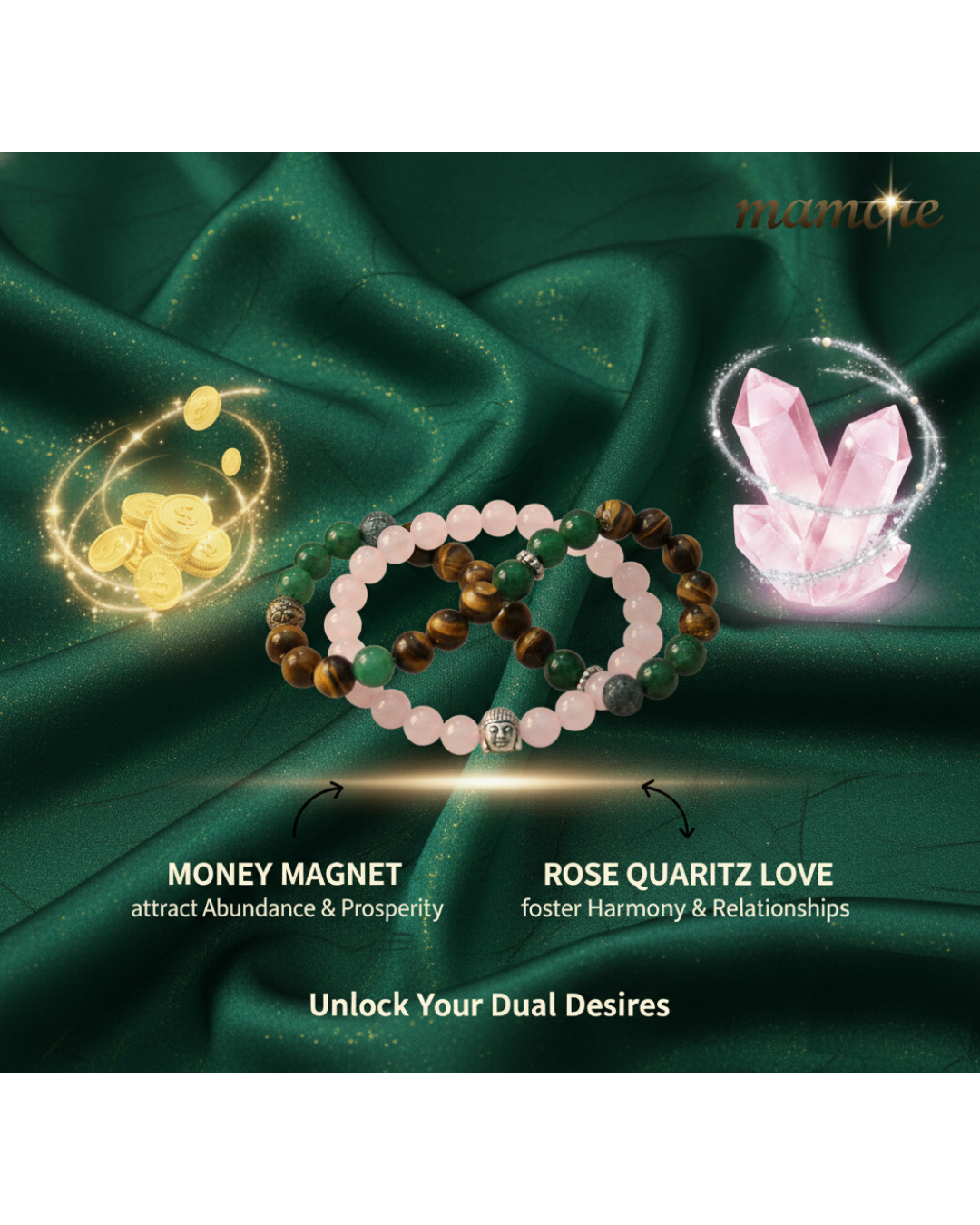 Money Magnet and Rose Quartz Love Combo: Attract Wealth & True Love |4.9star 4.9⭐⭐⭐⭐⭐ Rated!! Trusted By 10k+ Devotee