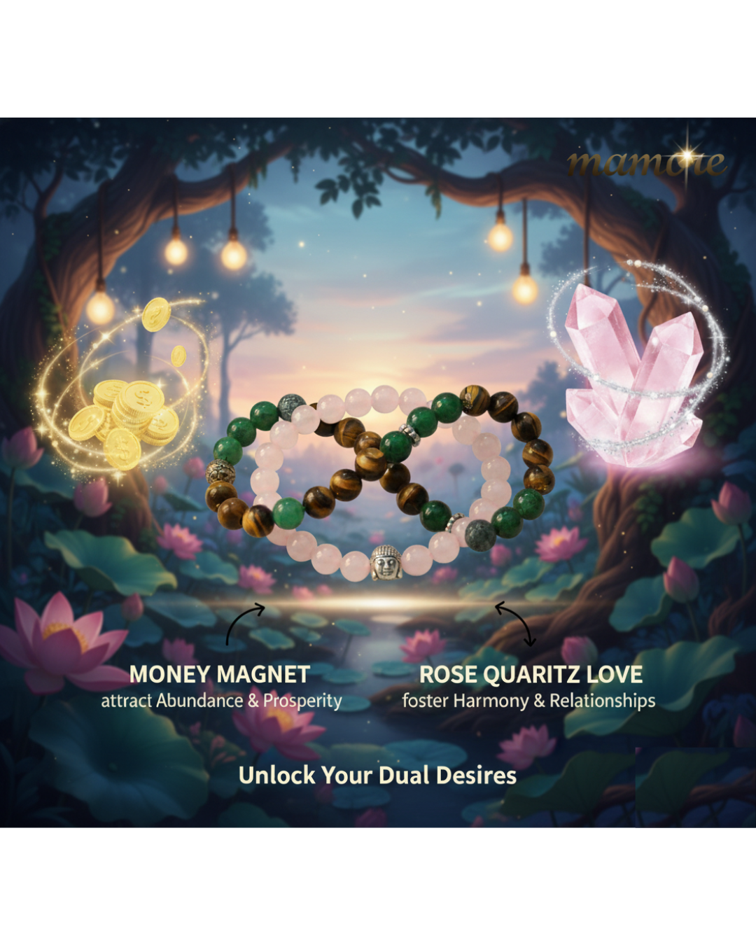 Money Magnet and Rose Quartz Love Combo: Attract Wealth & True Love |4.9star 4.9⭐⭐⭐⭐⭐ Rated!! Trusted By 10k+ Devotee