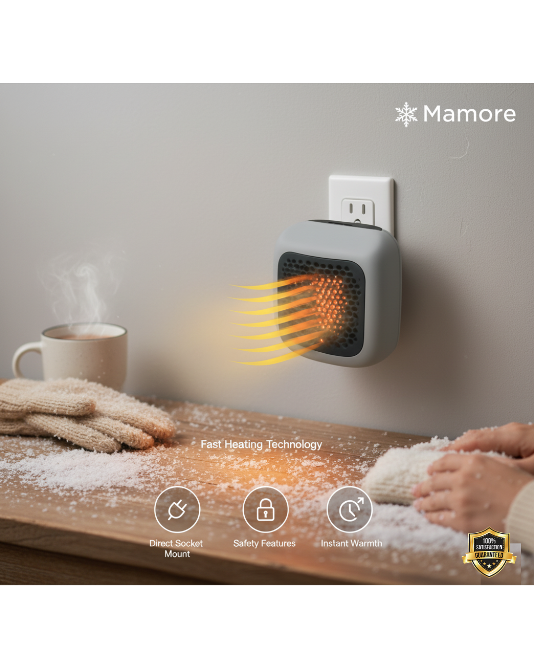 Premium 600W Wall-Mounted Plug-In Room Heater by Mamore.store – Your Compact & Cozy Winter Companion | 4.9⭐⭐⭐⭐⭐ Rated | 4000+ satisfied Customers