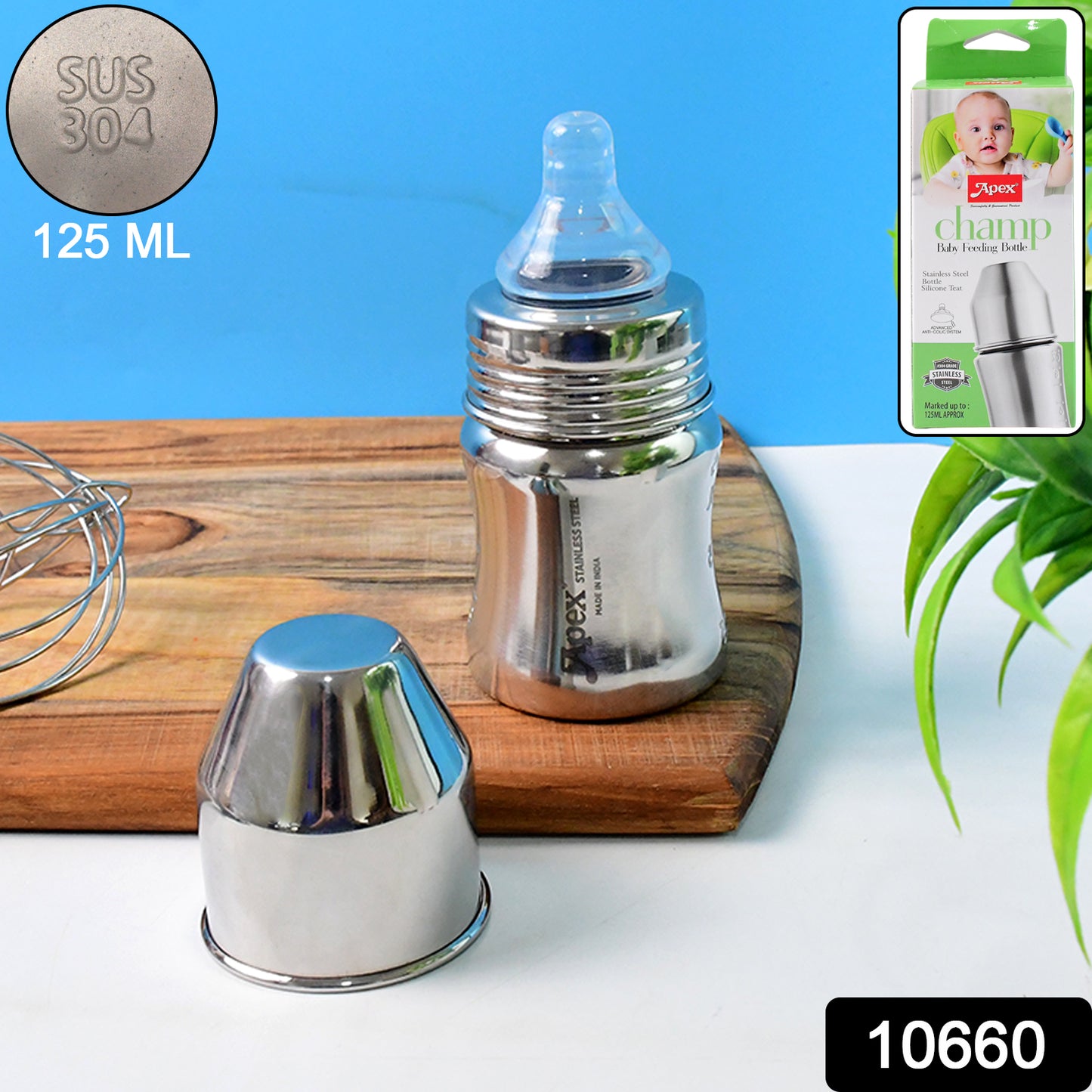 Apex Premium Stainless Steel Baby Feeding Bottle (125 Ml  1 Pc) -  4.9-star rating! ⭐⭐⭐⭐