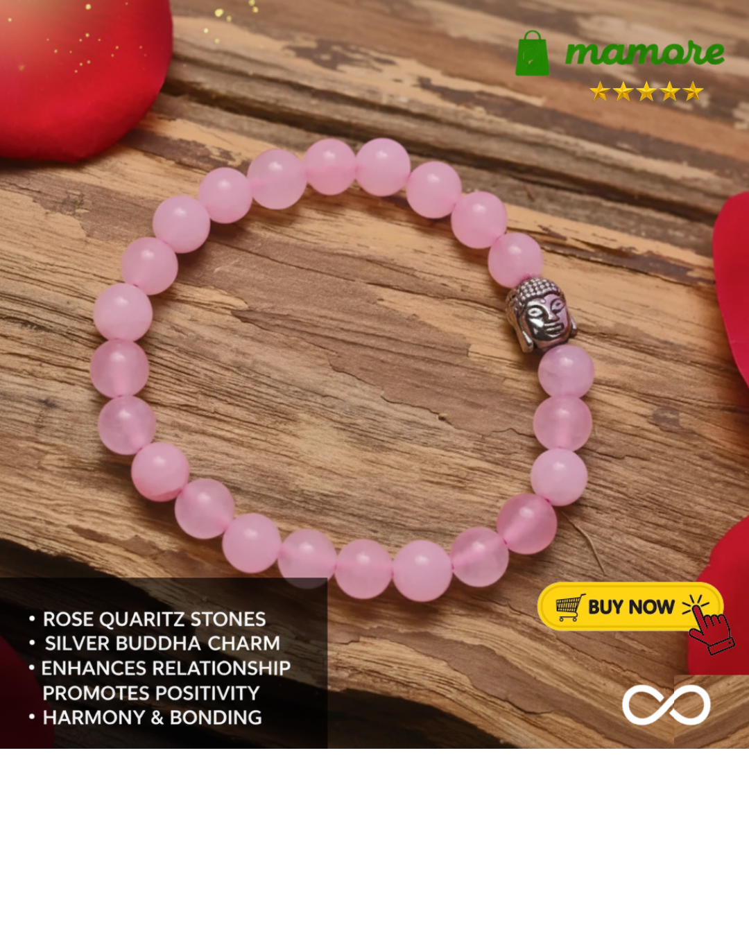 Rose Quartz Stones Bracelet - Embrace Love, Harmony & Inner Peace | Buy-1-Get-1-Free | 4.9star⭐⭐⭐⭐⭐ Rating!!