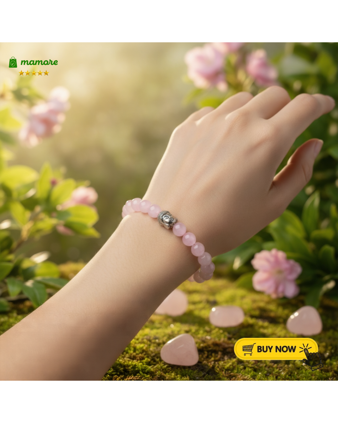 Rose Quartz Stones Bracelet - Embrace Love, Harmony & Inner Peace | Buy-1-Get-1-Free | 4.9star⭐⭐⭐⭐⭐ Rating!!