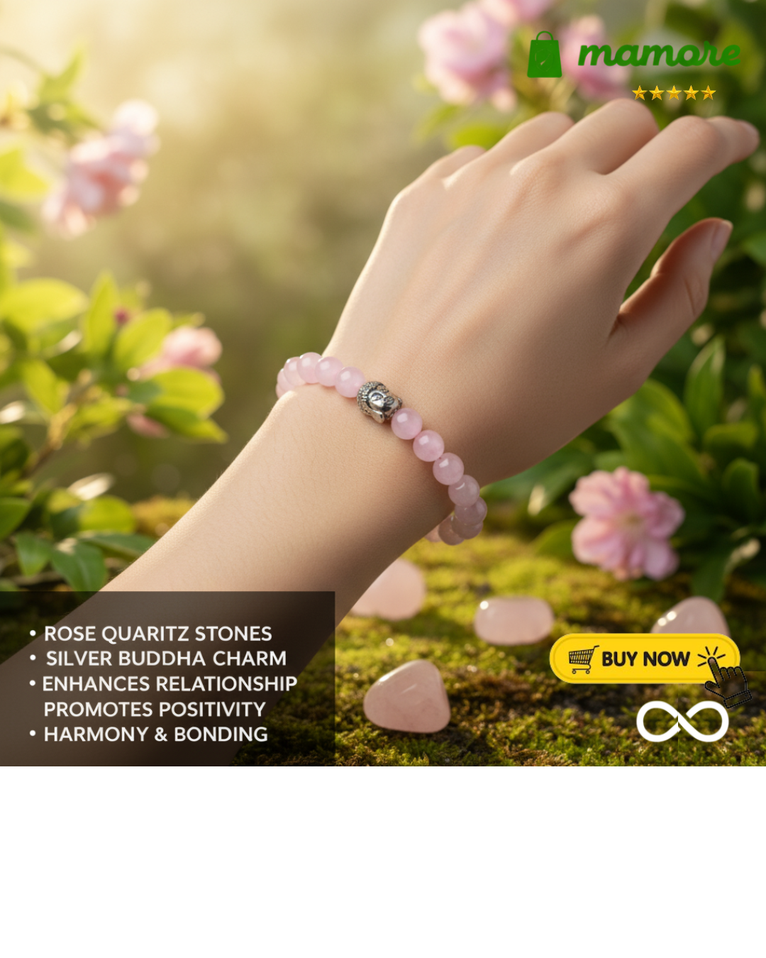 Rose Quartz Stones Bracelet - Embrace Love, Harmony & Inner Peace | Buy-1-Get-1-Free | 4.9star⭐⭐⭐⭐⭐ Rating!!