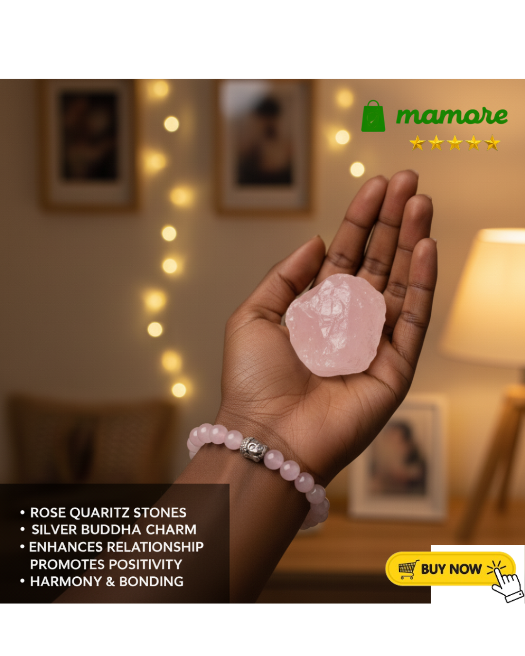 Rose Quartz Stones Bracelet - Embrace Love, Harmony & Inner Peace | Buy-1-Get-1-Free | 4.9star⭐⭐⭐⭐⭐ Rating!!