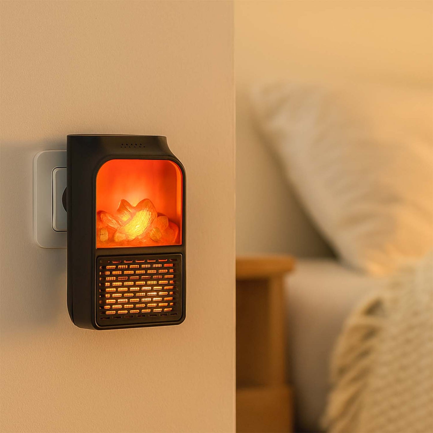 Portable Electric Fireplace Room Heater (1000W) – Wall-Outlet Mini Stove with Realistic LED Flame & Remote | 4.9⭐⭐⭐⭐⭐ Rating | Trusted By 9000+ Happy Buyers